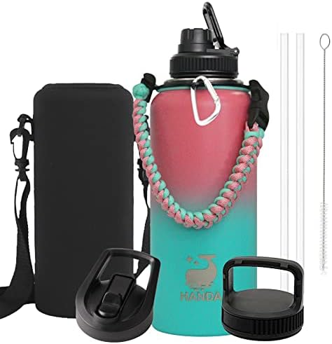 Vakuum izolirana boca sa slamom, paracord ručka i 3 poklopca, nošenje torbice BPA besplatni dvostruki zidni čelik široki vrč za vodu, nepropusnost i hladna vruća pjesma