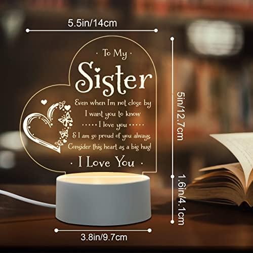 Sister Gifts-mojoj sestri noćno svjetlo, sestre pokloni od sestre brata, rođendanski pokloni za sestru, pokloni za Majčin dan za sestru, poklon Božićne noćne lampe za maturu