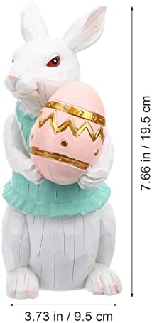 Stobok Easter Bunny figurinska smola zeko za figurice za figurice Zecbit sa ukranu od jaja za odmor Spring Bunny Cluppture Decor za kućnu zabavu