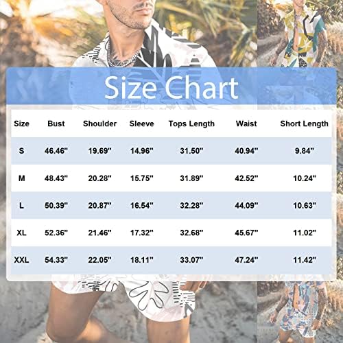 Havajski muškarci Jogging odijela, 2023 Ležerne tipke Down majice kratkih rukava i kratke hlače Muške zbojene odijelo 2 komada set