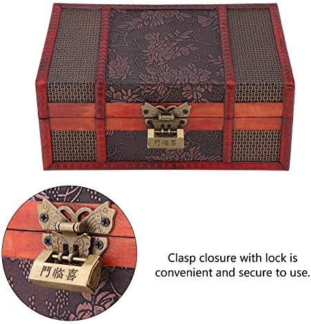 Drvena kutija za odlaganje, ručno izrađena drvena nakita sa malom bravom, održava poklone Organizator poklona za skladištenje sa intrigantnim rukom izrezbarenim, kutijom za čišćenje grudi s blagom