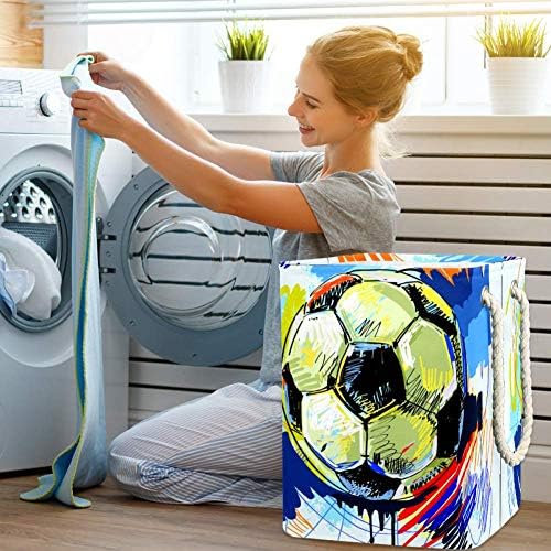 Inhomer fudbalski akvarel uzorak 300D Oksford PVC vodootporna odeća korpa velika korpa za veš za ćebad igračke
