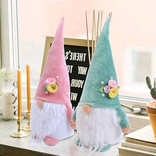 Myh Deco Pack 2 Uskrs Gnome Holiday Decoration - Ručno rađeni Tome plišani gnomi, švedski proljetni Gnome Plish, Domaći dekor Uskršnji ukrasi Stolovi Santa Figurine