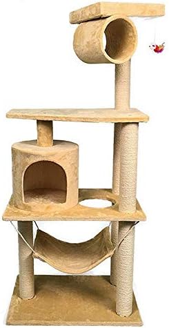 Mačke Tree Cat Tower Cat Tower Ture Kitten Play House Veliki štand stabla mačaka sa sisalnom ogrebotinama s mačkama gnijezdo mačja rupa i visećih grebanja mače (boja: bež
