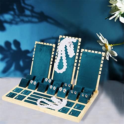 SMLJLQ kutija za nakit nakit landr Flannel kožna bambusova od bambusovog drveta Zaslon za drvo Nakit ogrlice