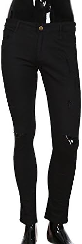 Yuhedada Muški visoki struk raštrkane rupe traper hlače mršave rastezljive čvrste traperice elastične joggers Streetwear Comfort hlače
