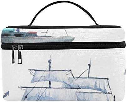 Bešavni Akvarelni Nautički uzorak sa raznim uzorcima kutija za ručak torba za ručak izolovana torba za ručak za žene/muškarce / piknik/brod/plaža/ribolov/škola / posao