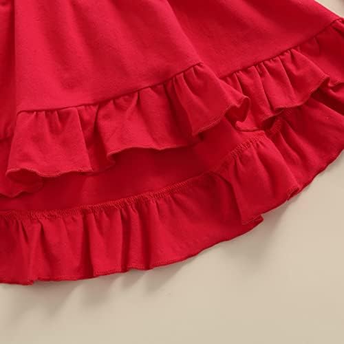 EADRIOSS Kids Toddler Djevojčica za djecu Valentine's Outfits Crveni dugi rukav ruffle košulje za srce Print