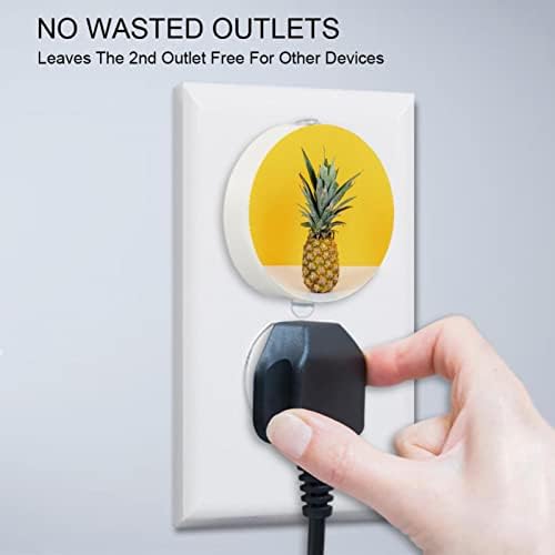 2 paketa Plug-in Nightlight LED noćno svjetlo voće ananas žuto sa senzorom sumraka do zore za dječiju sobu, rasadnik, kuhinju, hodnik