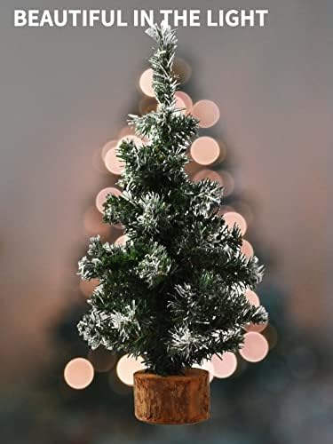 Mini božićno drvce za tablicu - 1pack mali umjetni borovi s teškim drvenim bazom na policama, spavaća soba,