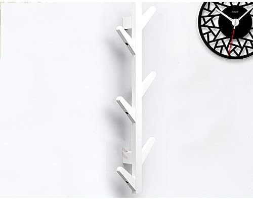 MLXG oblika stabla zidni bambus ulaznica za ulaznice, višenamjenski zidni polica Viseća polica, za hodnik kupatilo dnevni boravak-bijela 10 kuka