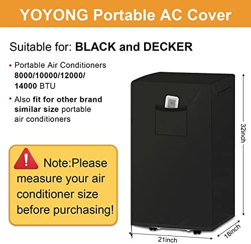 Yoyong prijenosni poklopac klima uređaja Kompatibilan je s crnim i palubom, isključivanim uređajem za prašinu naklonjene uređaje za zaštitu za zaštitu za unutarnji izmjenični pokrov crni-21 x 18 x 32 inča