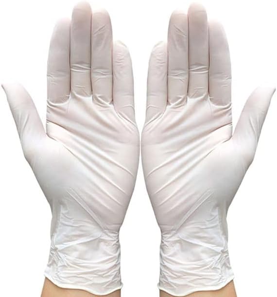 Lateks rukavice puder bez praha. Bijele jednokratne lateks rukavice 100 paketa / 1000 brojeva u rasutom