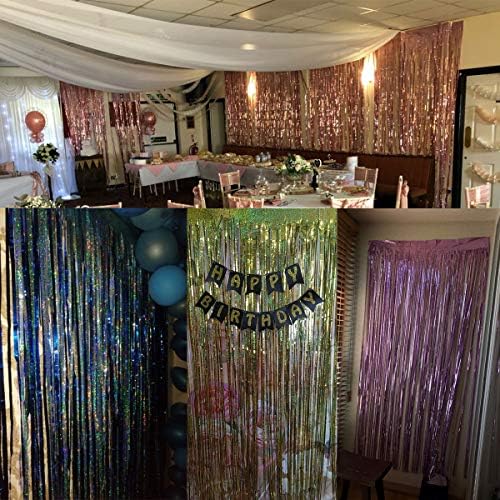 Queenbox 7 U x 3.2 ft folija rub zavjese Shimmer pozadina za rođendanske zabave dekoracije vjenčanje dekor