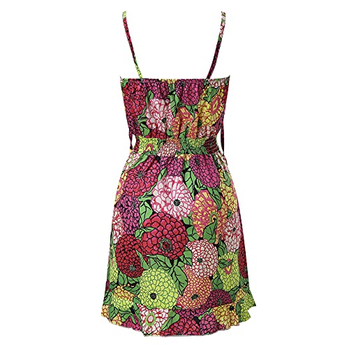 Ženska ljetna haljina haljine sa špageti remenom V vrat cvjetni Print Crewneck bez rukava nabrana Mini kratka