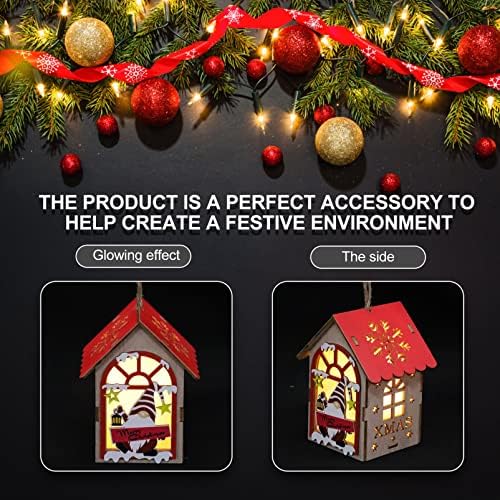 Ukrasi za božićne drvce koje visi svjetlucava kuća svjetiljka - mini drvena kuća ukras za božićno ukrašavanje božićnih stolnih stola