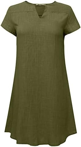 Ticcoy ženska modna lanena pamučna haljina prevelike labave Midi haljine V izrez čvrsti sarafan 2023 ljetna
