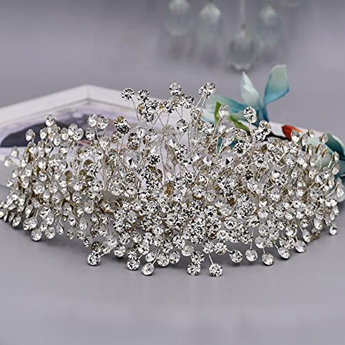 HP376 srebrni vještački dijamant za vjenčanje za žene ručno rađena svadbena traka za kosu