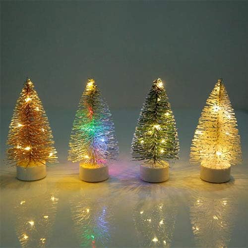 Yumuo Malo lažno božićno drvce, umjetni mini borov iglica Xmas borove boje sa svjetlima za dom, ured, trgovine i hotel-4pcs-4 Boja