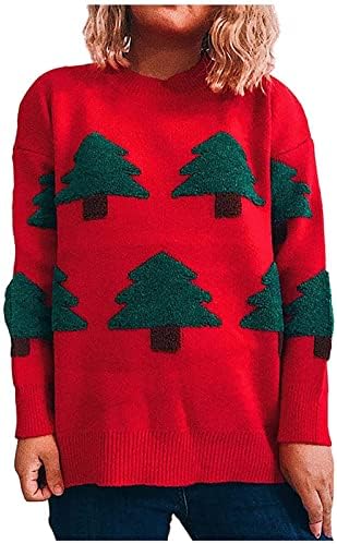 Žene dugih rukava Pleteni pulover PUNOVER Ležerne prilike za božićne posade džempere Jesen zimski dressivi džepa