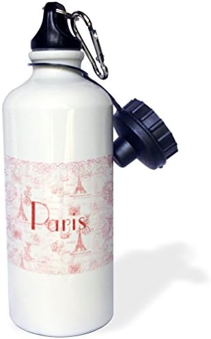 3Droza Slika riječi Pariz na francuskom ružičastom i crvenom pozadinu boca vode, 21 oz, prirodna