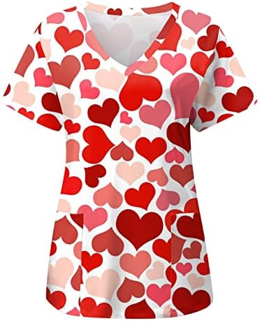 Ženski piling vrhovi, cvjetni tiskani kratki rukav V-izrez V-izrez T-majice s pilingom za žene Print