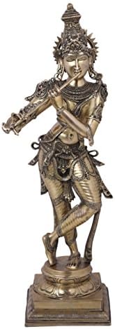 Bharat Haat povoljan idol lorda Krišna mali ukrasni rukotvorinski mesingani komad bh05537