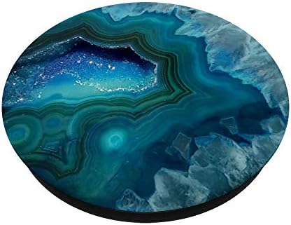 Pravi ledeni plavi ahat - kamenski turkijski kameni geode tamne opal Popsockets Popgrip: Zamljivanje hvataljka