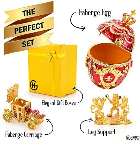 Jedinstveno, dekorativno crveno Faberge jaje: izuzetno velika 6,6 inča, ručno obojena kutija za nakit za
