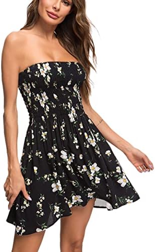 Elegantne haljine Jioeeh za žene večernje zabave, cvjetni print ljeto van ramena Frock Wrap na kaiševe bez koljena