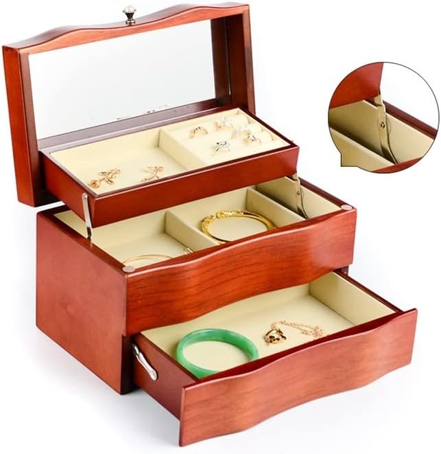 TREXD kutija za organizatore nakita velikog kapaciteta 3 sloja nakita za pohranu ženskih prstenova ogrlica poklon slučajevi kozmetika