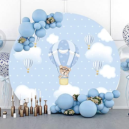 SENDY 7.2x7. 2ft balon medvjed okrugla pozadina poklopac Baby tuš dekoracije za dječaka plavo nebo bijeli oblak dječak rođendan novorođenče najaviti fotografiju trudnoće pozadina Photo Shoot rekvizite