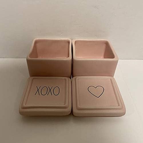 Rae Dunn Xoxo + Heart nakit mini kutija set od 2 - ružičasta - Valentinovo - keramika - 3 x 2,5 inča