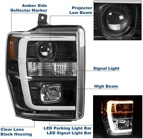 ZMAUTOPARTS LED cijev projektor farovi Crni w/6.25 bijeli DRL kompatibilan sa 1999-2004 Ford F-250 F-350