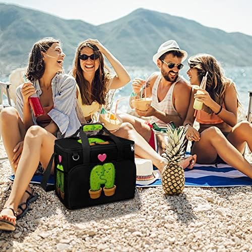 Slatka crtana Cactus par u ljubavi Cooler Box izolovana nepropusna torba za hlađenje torba za ručak za piknik na plaži Radna putovanja 15.4x12