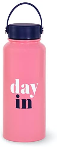 Kate Spade New York Extra Velika izolirana boca vode, 33 unce boce od nehrđajućeg čelika sa ručkom, ružičasti dvostruki zidni metalni tumbler sa poklopcem, dan u slobodan dan