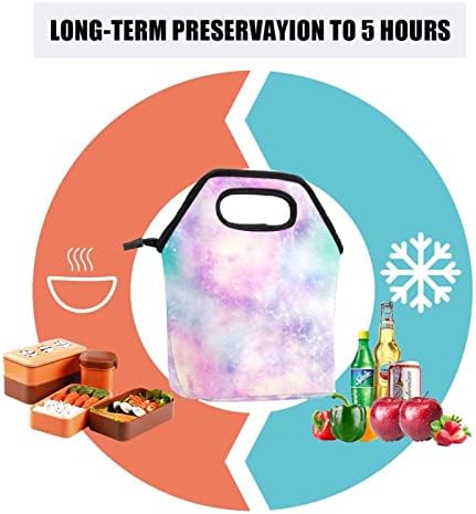 Heoeh Galaxy Rainbow pink Pattern torba za ručak hladnjača izolovana kutija za ručak sa patentnim zatvaračem torba za školski ured na otvorenom