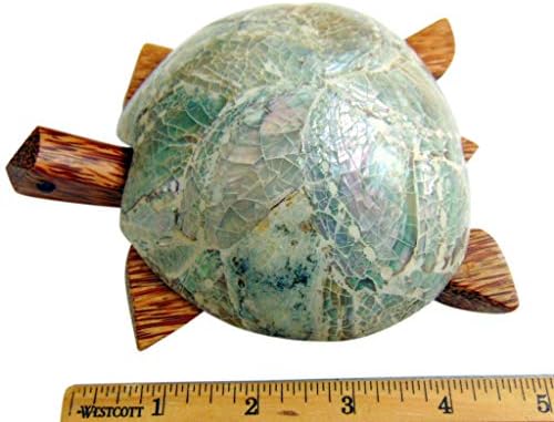 Morska kornjača pepeljara sa školjkom i drvenim osnovnim septimama na domaćem ukrasu, 5 inča