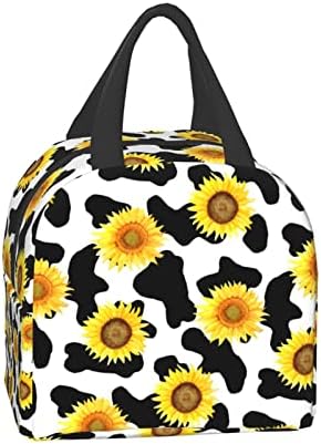 Kravlji Print suncokretovog cvjetnog uzorka Kawaii torba za ručak žene, izolovane torbe za ručak za žene