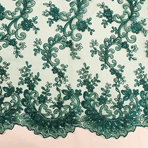 Melody Hunter zeleni poliesterski cvjetni vez sa šljokicama na mrežastoj Čipkastoj tkanini pored dvorišta za haljine, vjenčanje, djeverušu, maturu - 10002