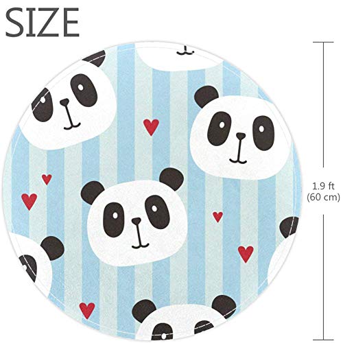 Pandas i Hearts Tražim uzorak, nelišta vrata 23.6 okrugli prelomni tepih tepih za djecu za djecu za djecu, igralište