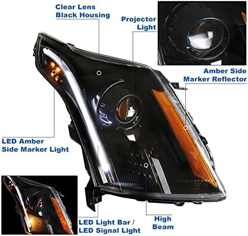 ZMAUTOPARTS LED Switchback projektor farovi farovi farovi Crni w / 6 plavi DRL kompatibilni sa Cadillac