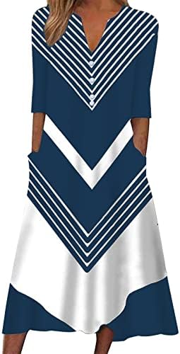 UIKMNH Ženska narukvica za karijeru u obliku rukava u opušteno-montiranje, džepovi za odmor, jesenski trake Maxi haljina ravna 3/4 haljina s rukavima