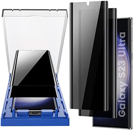 MOHAVE 2 Pack [automatsko poravnanje/uklanjanje prašine] Zaštita ekrana za privatnost za Samsung Galaxy S23 Ultra 5G 6.8, 3d zakrivljeni privatni film protiv špijuna, 7h hibridni Materijal, ultrazvučni ID otiska prsta kompatibilan, pogodan za slučaj