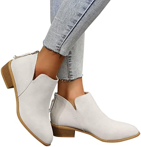 Čizme za gležnjeve za žene, ženske čizme za gležnjeve istaknute prstiju faux složene cvrkutne potpetice