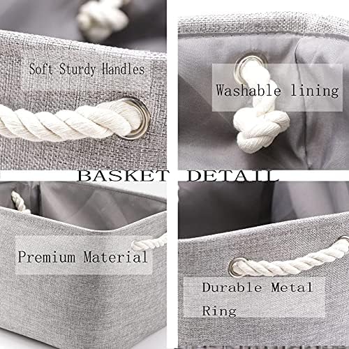 Bidtaky Baskets Set tkanine Skladištenje bins-sive paketne košare 2 velike košare 16 x 11,8 x 11,8 + 3 srednje