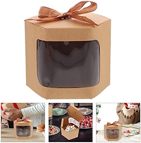 Nuobesty Chocolate Candy poklon kutija 6pcs Vjenčanje kutije za bombone Bow poklon kutije za svadbene torte kutija bombone kutije za vjenčanje rođendan božićne božićne box box Khaki kraft kutije za kolačiće