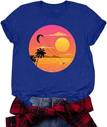 Kokosovi plažni vrhovi za žene opuštena bluza Crewneck casual majica kratkih rukava Summer Havajska majica za odmor