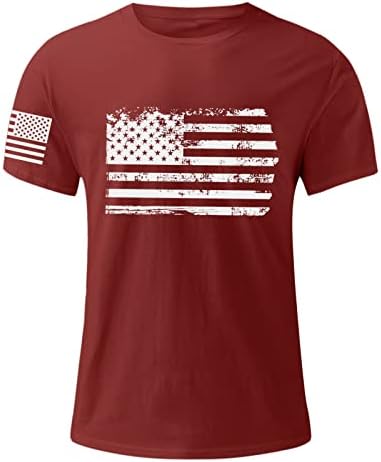 LCEPCY američka zastava na majici rukava za muškarce casual crew vrat kratkih rukava majice 4. jula Grafičke teže