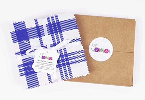 Soimoi Precut 10-inčni check Prints Cotton Fabric Bundle Quilting kvadrata šarm paket DIY Patchwork šivanje Craft - plava, crvena & amp; Bijelo-Uy